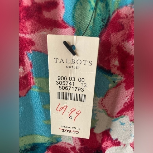 Nwt Talbots outlet size 4 sleeveless shift dress bright floral lined - Picture 3 of 9